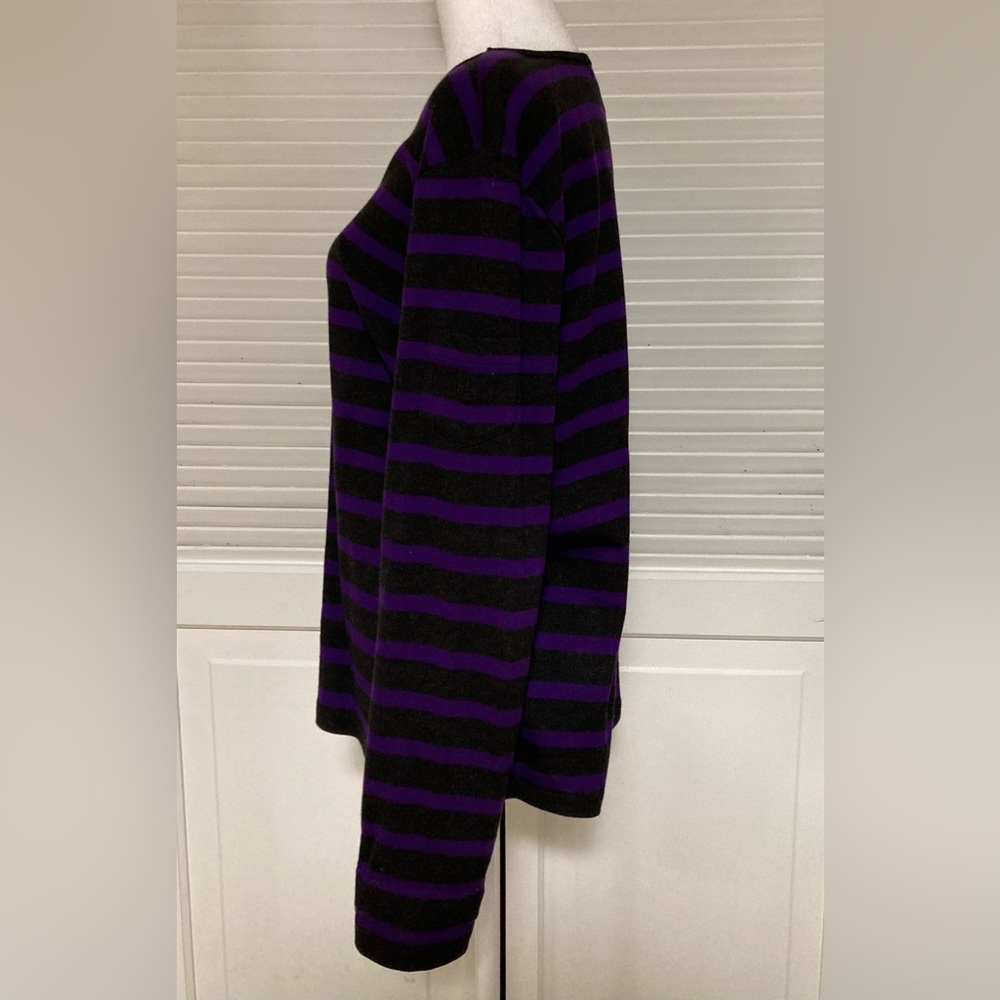 EUC Vintage Lauren Ralph Lauren Black & Purple Striped Blouse Size XL - Picture 4 of 9